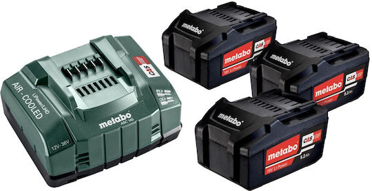 Metabo Set of 3 Tool Batteries 18V with Battery Capacity 52Ah