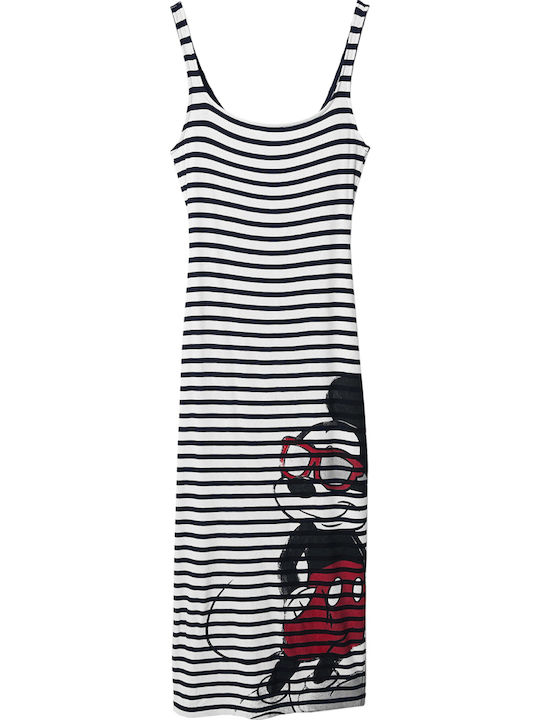 Mickey Summer Midi Dress with Slit Black
