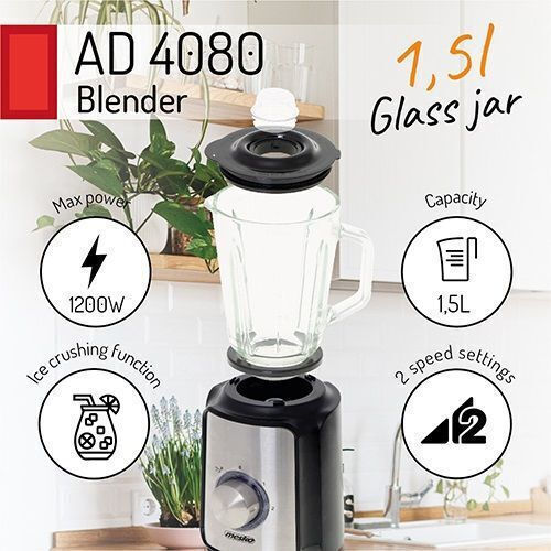 Mesko MS 4080 Mixer mit Glas Kanäta 1,5 l 1200W Schwarzes