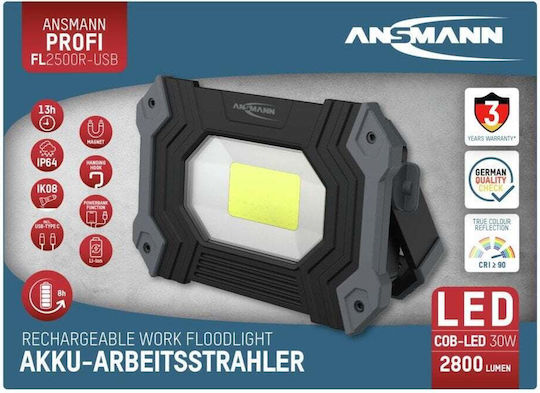 Ansmann Rechargeable Jobsite Light LED with Brightness up to 2400lm