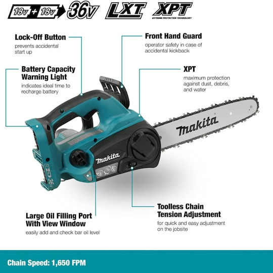 Makita Battery Chainsaw 2x3Ah with Blade 25cm