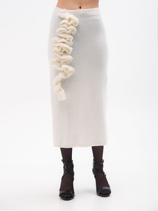 Pencil High-waisted Midi Skirt Beige