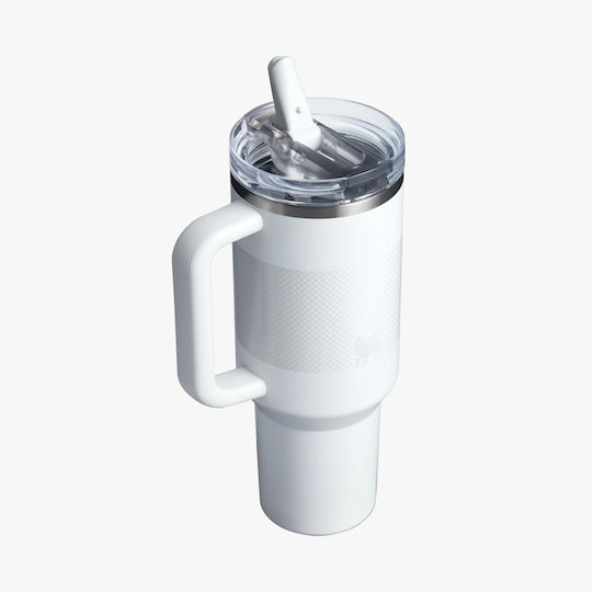 Stanley Flip Becher mit Griff Thermosflasche Rostfreier Stahl 1.18lt Frost Fade mit Stroh und Handgriff