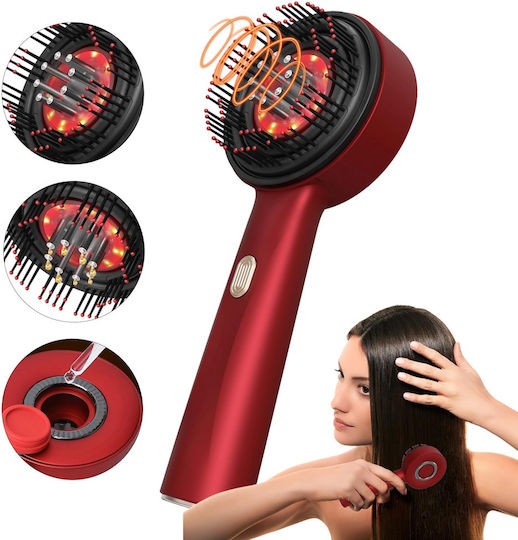 Elektrische Haarbürste Kopfhautmassage 3 Modi Infrarot LED Therapie Reduziert Haarausfall Stimuliert Wachstum Wasserdicht Öle Rot Schwarz