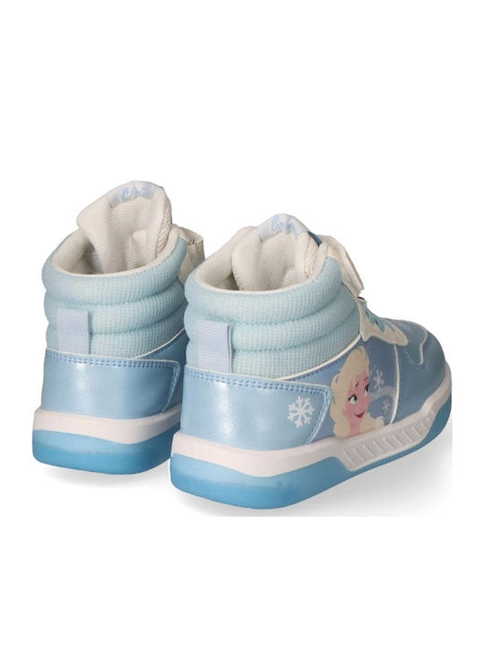 Frozen Kids Sneakers High with Hoop & Loop Closure and Lights Turquoise