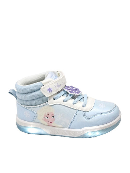 Frozen Kids Sneakers High with Hoop & Loop Closure and Lights Turquoise