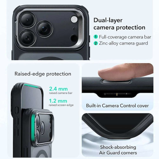 ESR Classic Hybrid Halolock Kickstand Umschlag Rückseite Metallisch Schwarz (iPhone 17 Pro)