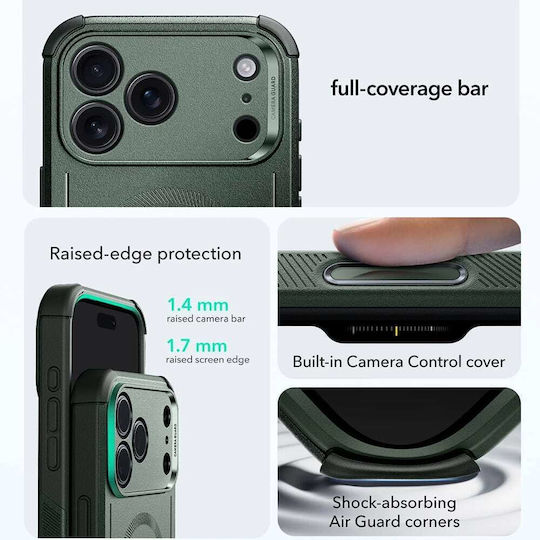 ESR Cyber Halolock Umschlag Rückseite Silikon Grün (iPhone 17 Pro)