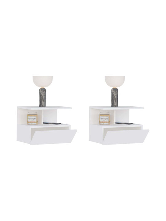 Noptiere Metalice Albe 2buc 34x45x30cm