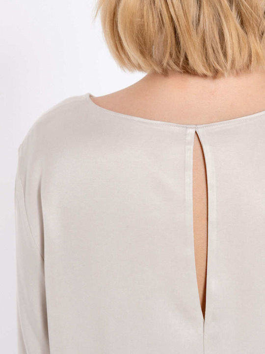 Damen Bluse Langärmelig Beige