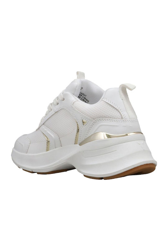 Knockout Met Damen Sneakers Gold-Weiß Gold