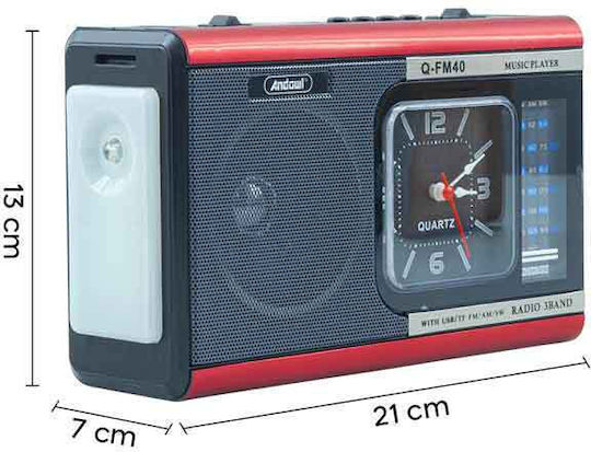 Andowl Q-FM40 Портативен Радиоприемник на Батерии с USB Червен