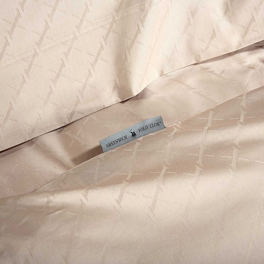 Greenwich Polo Club Duvet Cover Set Cotton Satin Queen with 2 Pillowcases 220x240 Classic Taupe