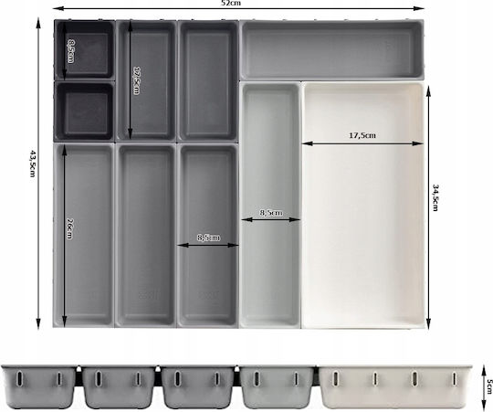 Verk Group Tăvi Pentru Tacâmuri De Sertar Din Plastic 52x43.5x5cm 10 Bucăți Albe