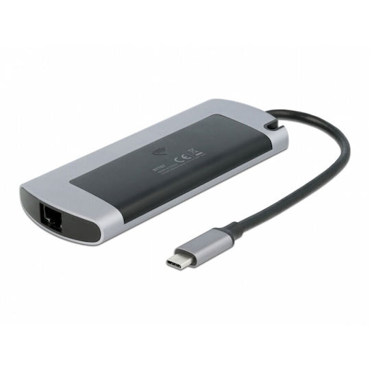 DeLock USB-C Docking Station με HDMI 4K PD Ethernet Γκρι (87767)