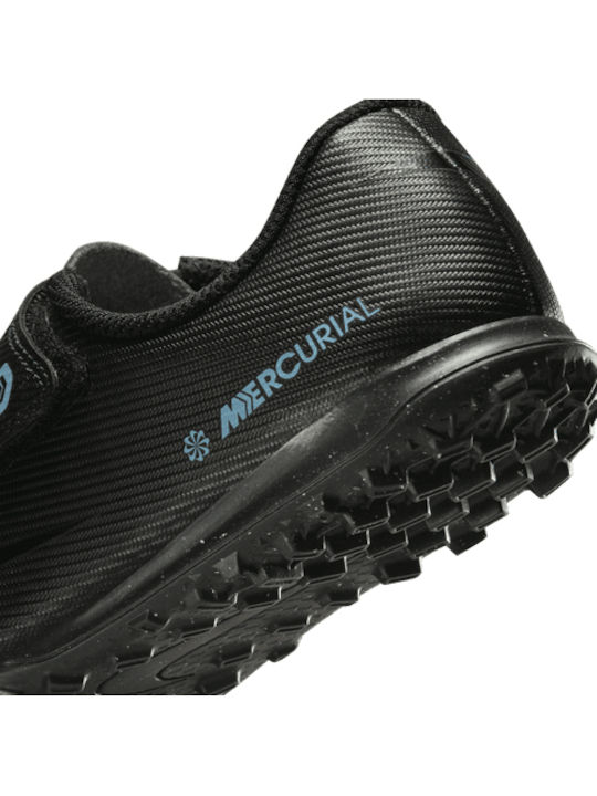 Vapor Kids Turf Soccer Shoes without Laces Black / Ice Blue