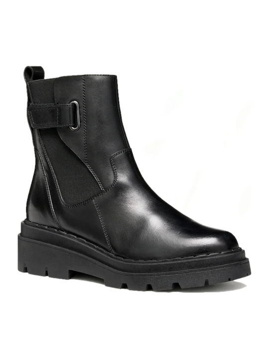 Felleny Ghete Dama De Piele Ankle Boots Negru