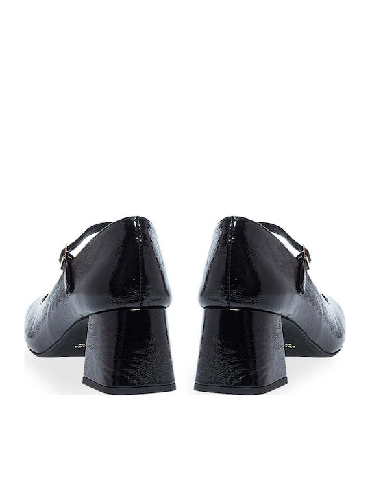 Leder Pumps mit Riemchen Schwarz
