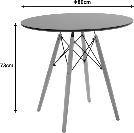 Julita Round Table Dining Room Wooden Black, Natural Shade 80x80x73cm