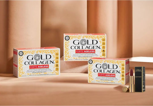 Set Supliment Lichid Colagen Marin Hidrolizat Reducerea Ridurilor Adânci Ruj Catifea Rouge Colagen Auriu 10 Sticle X 50 Ml