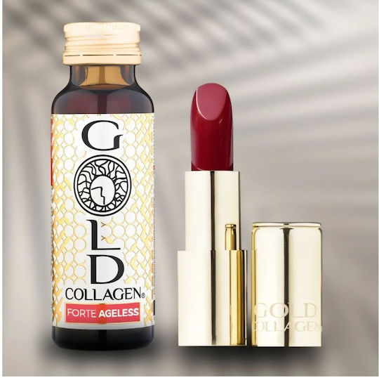 Set Supliment Lichid Colagen Marin Hidrolizat Reducerea Ridurilor Adânci Ruj Catifea Rouge Colagen Auriu 10 Sticle X 50 Ml