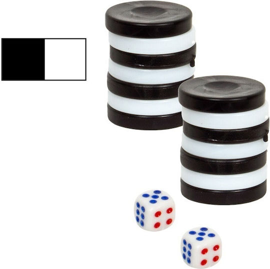ToyMarkt Plastic Checkers for Backgammon White / Black