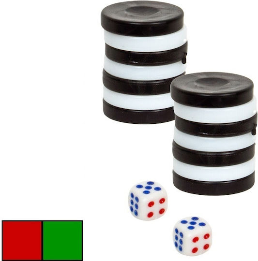 ToyMarkt Plastic Checkers for Backgammon White / Black