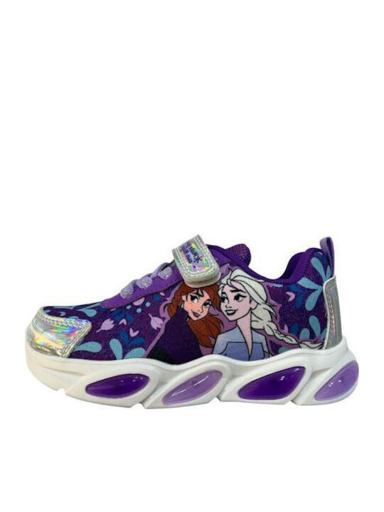 Frozen Παιδικά Sneakers με Σκρατς & Φωτάκια Μωβ