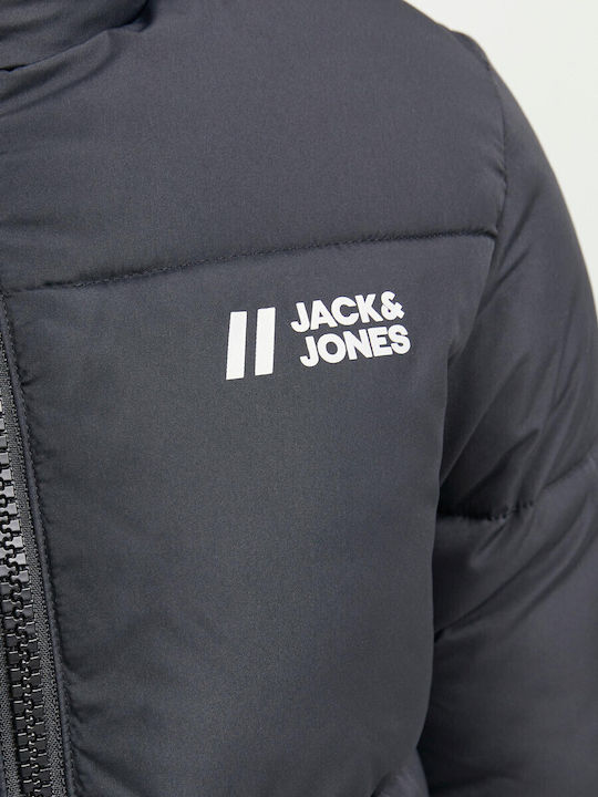 Kinder Steppjacke Kurz Winddicht Schwarz