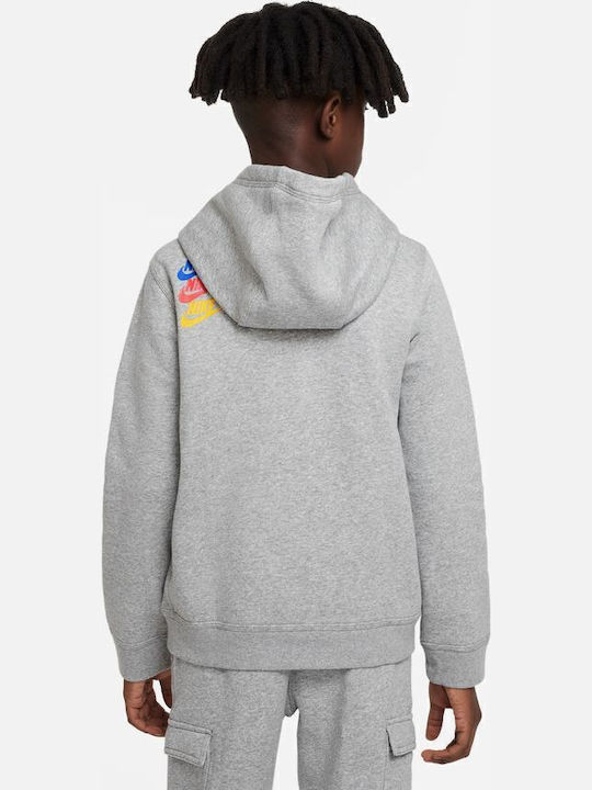 Fleece Kids Sweatshirt with Hood and Pockets Gray Sportswear
