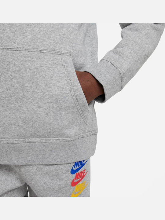 Fleece Kids Sweatshirt with Hood and Pockets Gray Sportswear