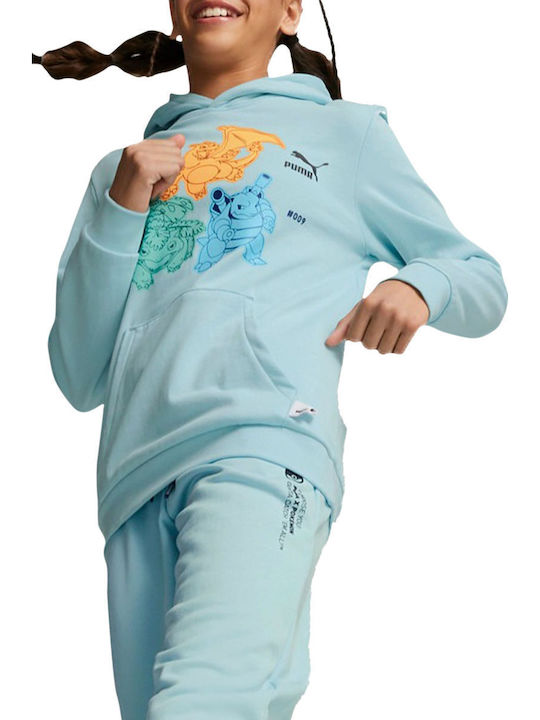 Kids Sweatshirt with Hood and Pockets Turquoise