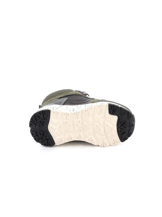 Lederne Kinderstiefeletten mit Schnürsenkeln Khaki