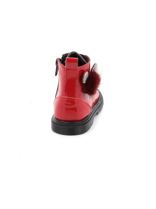 Anatomisch Lederne Kinderstiefel mit Reißverschluss Rot