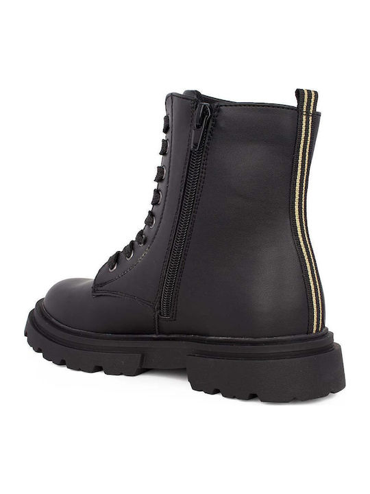 Leather Kids Boots with Zipper Black
