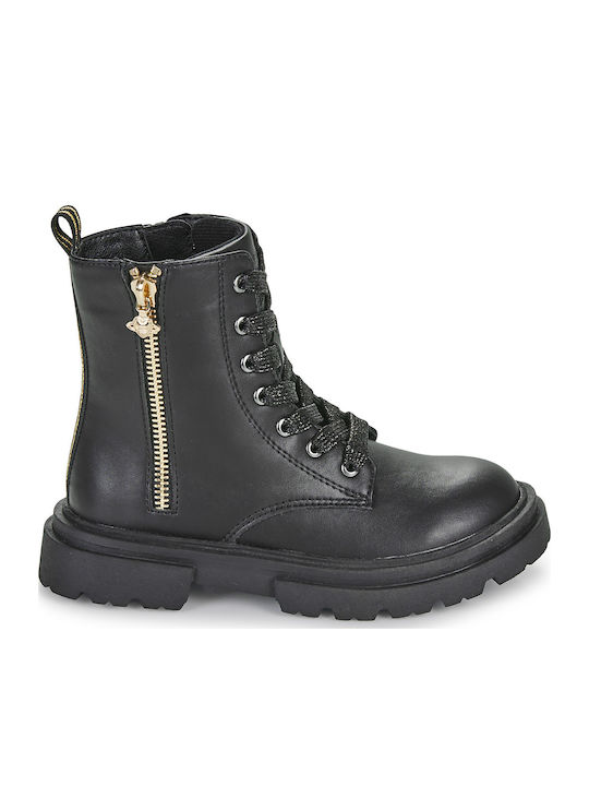 Leather Kids Boots with Zipper Black