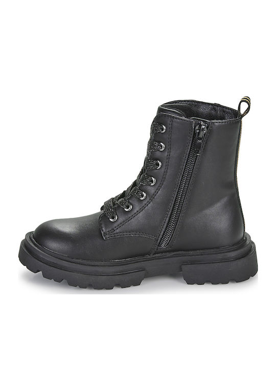 Leather Kids Boots with Zipper Black