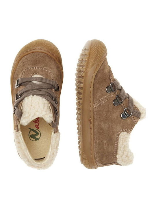 Suede Kids Boots with Laces Brown