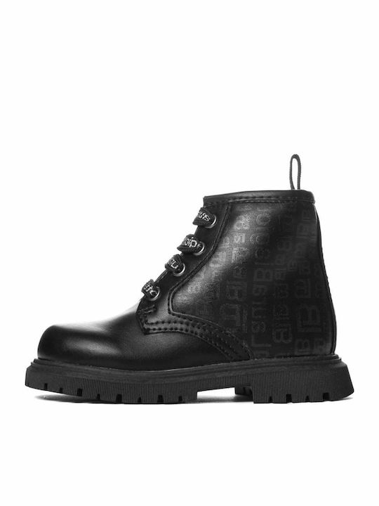 Leather Kids Boots with Zipper Black
