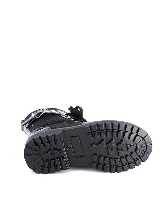 Kids Boots from Patent Leather with Zipper Black