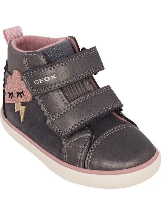 B Gisli Anatomical Leather Kids Boots with Velcro Black