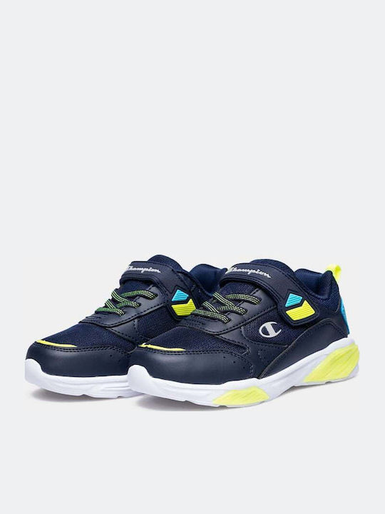 Wave Kids Sneakers with Hoop & Loop Closure and Lights Navy Blue