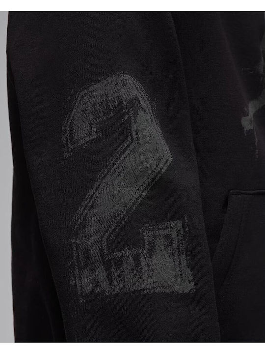 Fleece Lined Kids Sweatshirt With Hood And Pockets Black Jumpman