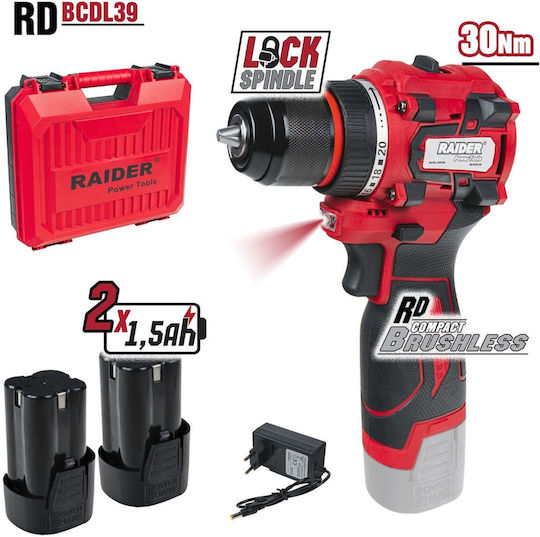 Raider RD-BCDL39 Akkuschrauber Batteriebetrieb Brushless 16V 2x1,5Ah
