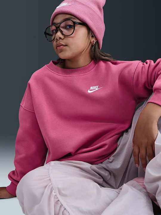 Fleece Παιδικό Φούτερ Ροζ Sportswear Club