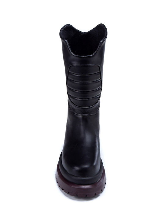 Leder Damenstiefel Schwarz