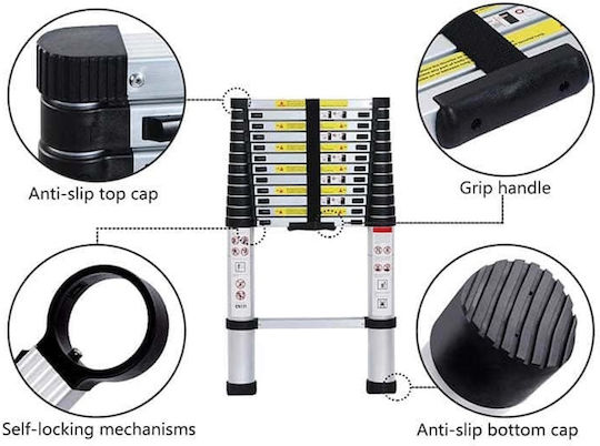 Veritas Telescopic Ladder Aluminum of Steps with Maximum Height 3.2m