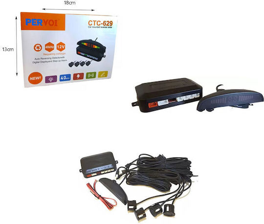 PerVoi Car Parking System Back with Screen and 4 Sensors in Black Color