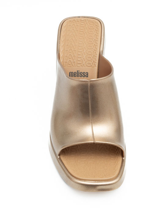 Mules with Heel in Gold Color