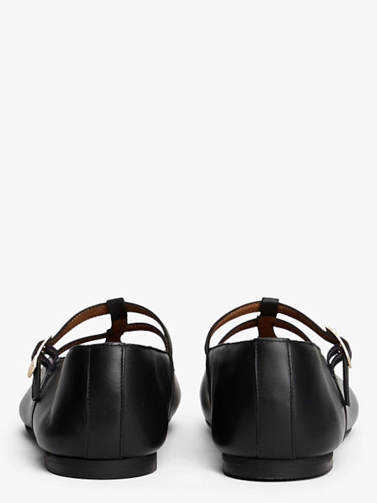 Leather Pointy Ballerinas Black